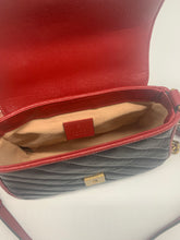Load image into Gallery viewer, Gucci Black/Red Quilted Leather Marmont Mini Torchon Top Handle Crossbody Bag
