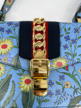 Load image into Gallery viewer, Gucci Blue Leather Floral Print Sylvie Small Shoulder Bag