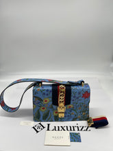 Load image into Gallery viewer, Gucci Blue Leather Floral Print Sylvie Small Shoulder Bag
