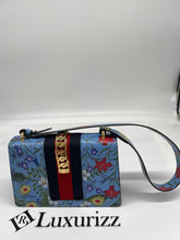 Load image into Gallery viewer, Gucci Blue Leather Floral Print Sylvie Small Shoulder Bag