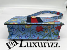 Load image into Gallery viewer, Gucci Blue Leather Floral Print Sylvie Small Shoulder Bag