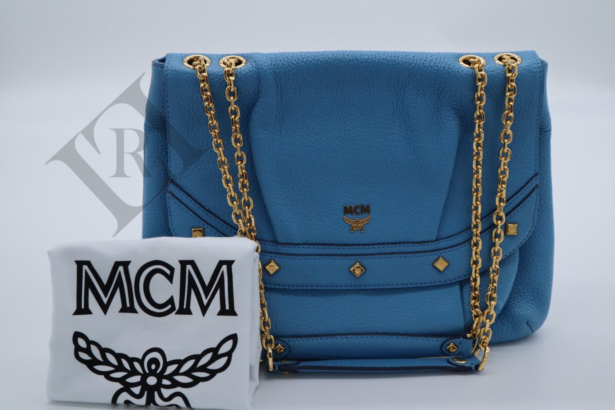 blue mcm crossbody bag