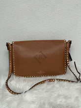 Load image into Gallery viewer, Valentino Brown Leather Rockstud Pocket Flap Shoulder/Crossbody Bag
