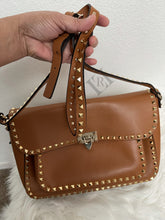 Load image into Gallery viewer, Valentino Brown Leather Rockstud Pocket Flap Shoulder/Crossbody Bag