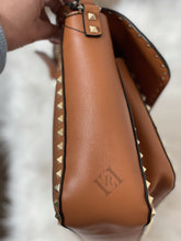 Load image into Gallery viewer, Valentino Brown Leather Rockstud Pocket Flap Shoulder/Crossbody Bag