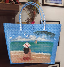 Load image into Gallery viewer, Bayong, wide opening, woven plastics handbag with personalized hand painting, contact us to order
