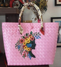 Load image into Gallery viewer, Bayong, wide opening, woven plastics handbag with personalized hand painting, contact us to order
