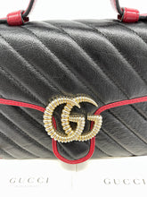 Load image into Gallery viewer, Gucci Black/Red Quilted Leather Marmont Mini Torchon Top Handle Crossbody Bag
