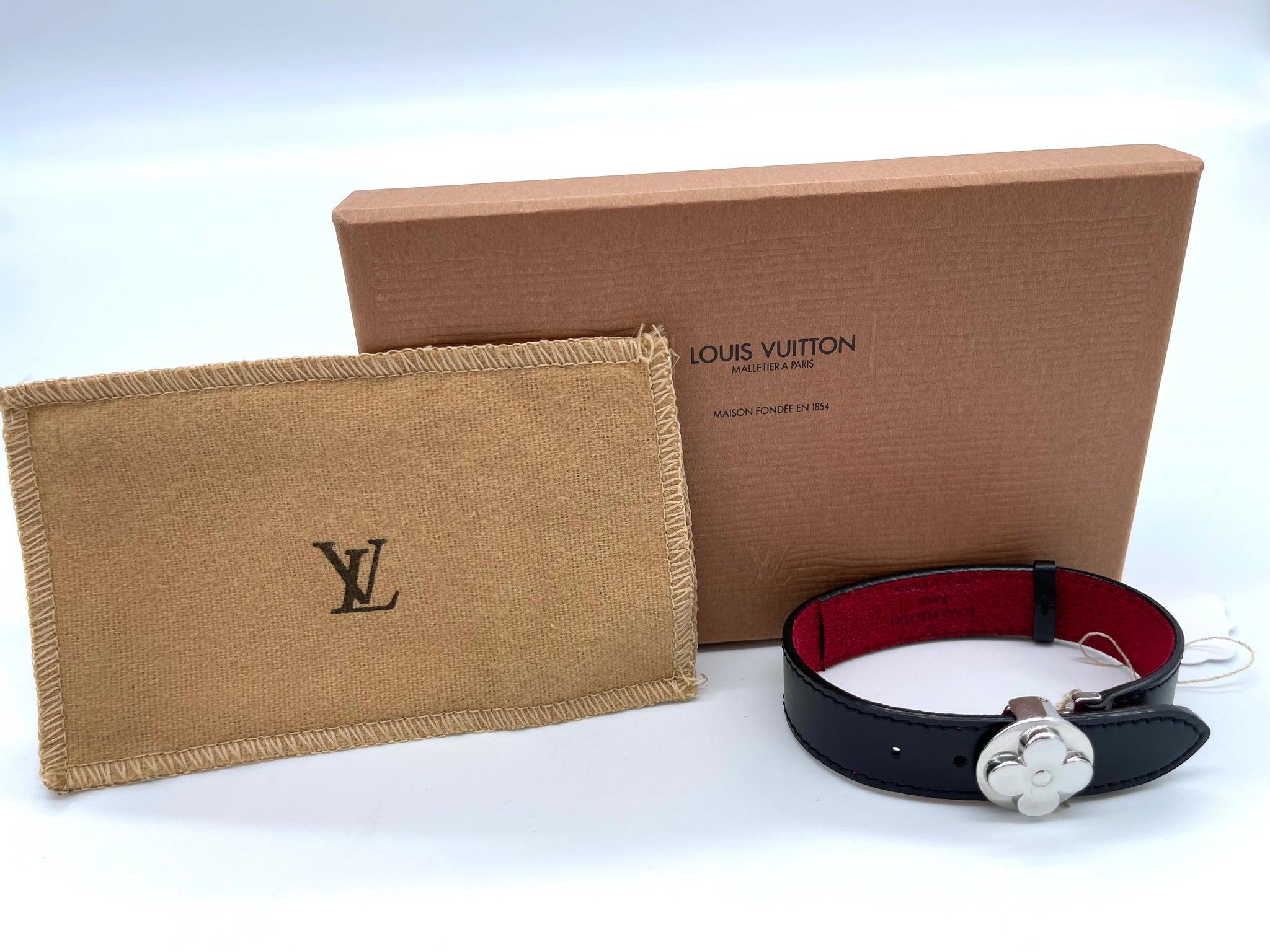 Louis Vuitton Good Luck Monogram popular Silver Tan Bracelet Adjustable