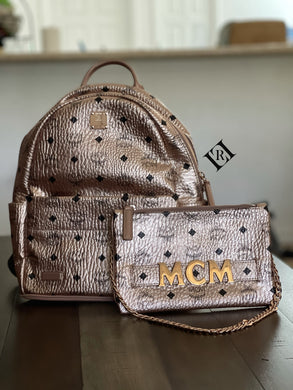 MCM Backpack with Detachable Chain Shoulder Bag