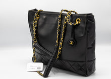 Load image into Gallery viewer, Chanel Black Lambskin Tote Shoulder Bag Vintage
